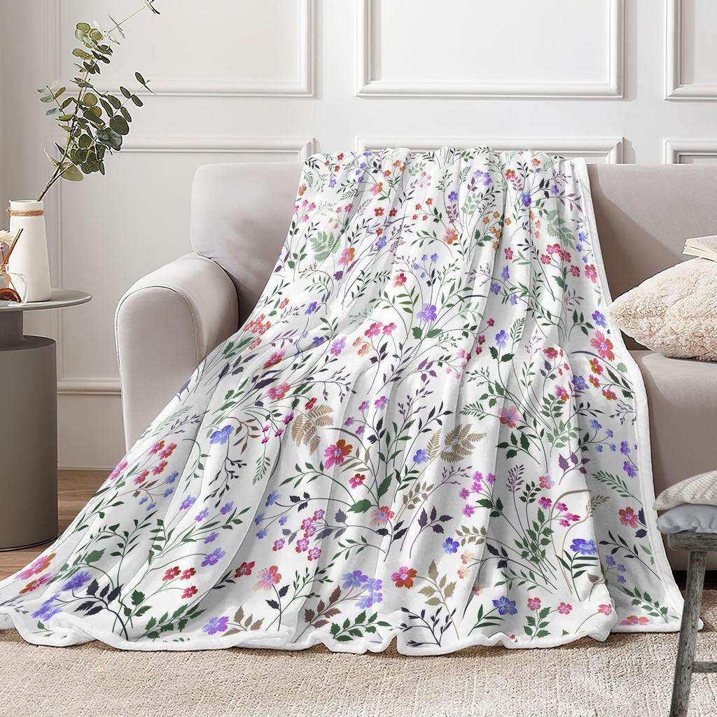 Vintage Flower Blanket Birthday Christmas for Women Girl Gift Spring Floral Blanket Soft Cozy Plush Flannel Fleece Throw Blanket