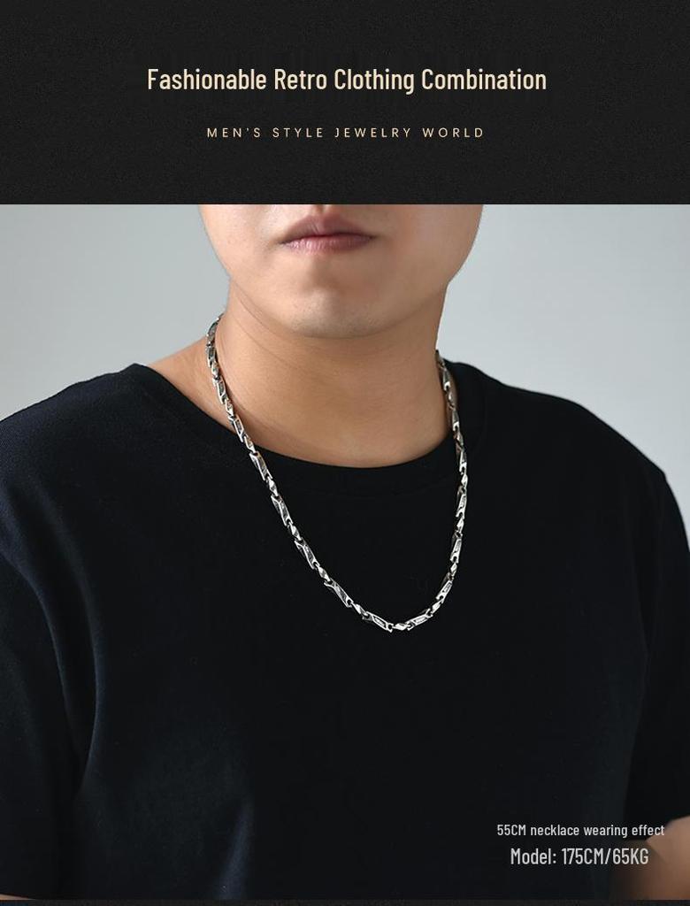 925 Sterling Silver Möbius Men's Vintage Mantra Necklace - Retro, Handsome, and Versatile