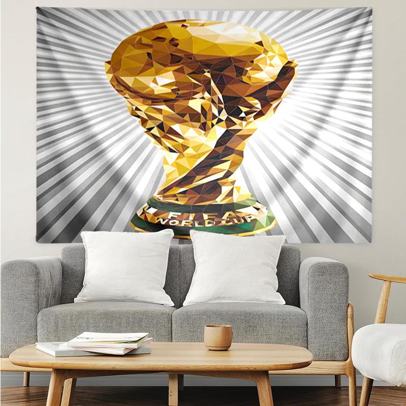 World Cup Trophy Design Printed Printed Tapestry, for Bedroom,Livingroom, Dormitory, Large Wall Decor, Fabric Decor Fan Birthday Gifts
