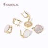 Fashion Natural Shell Round Earrings Clasps Hooks 18K Gold Plated Metal Fasteners Leverback Earrings Findings DIY Supplies