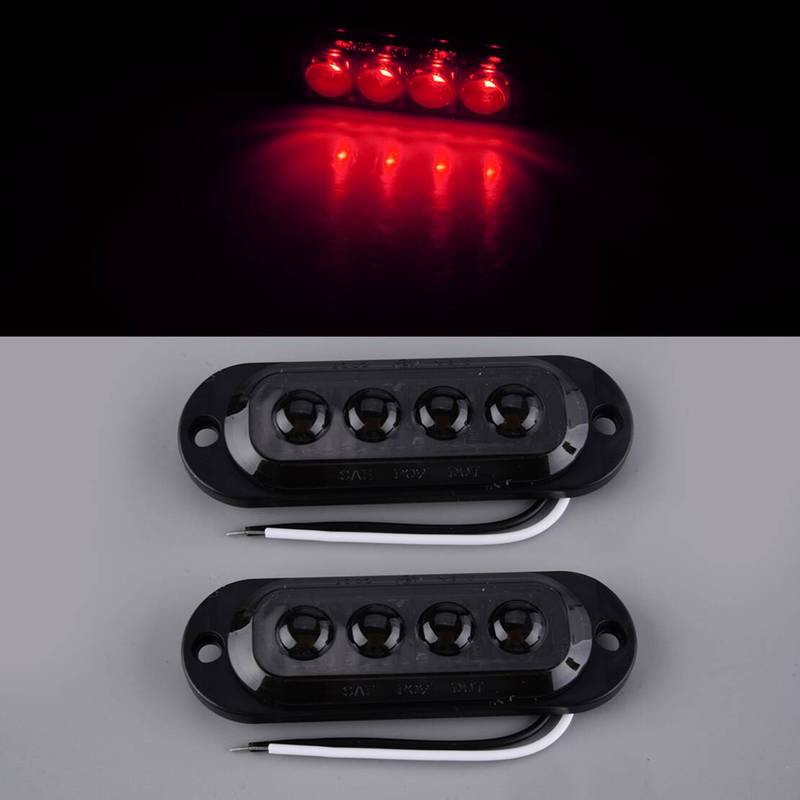 

2pcs Smoked Black Lens Red LED Side Marker Clearance Light Indicator For 12V-24V Trailer Truck Caravans Boat MULTI
