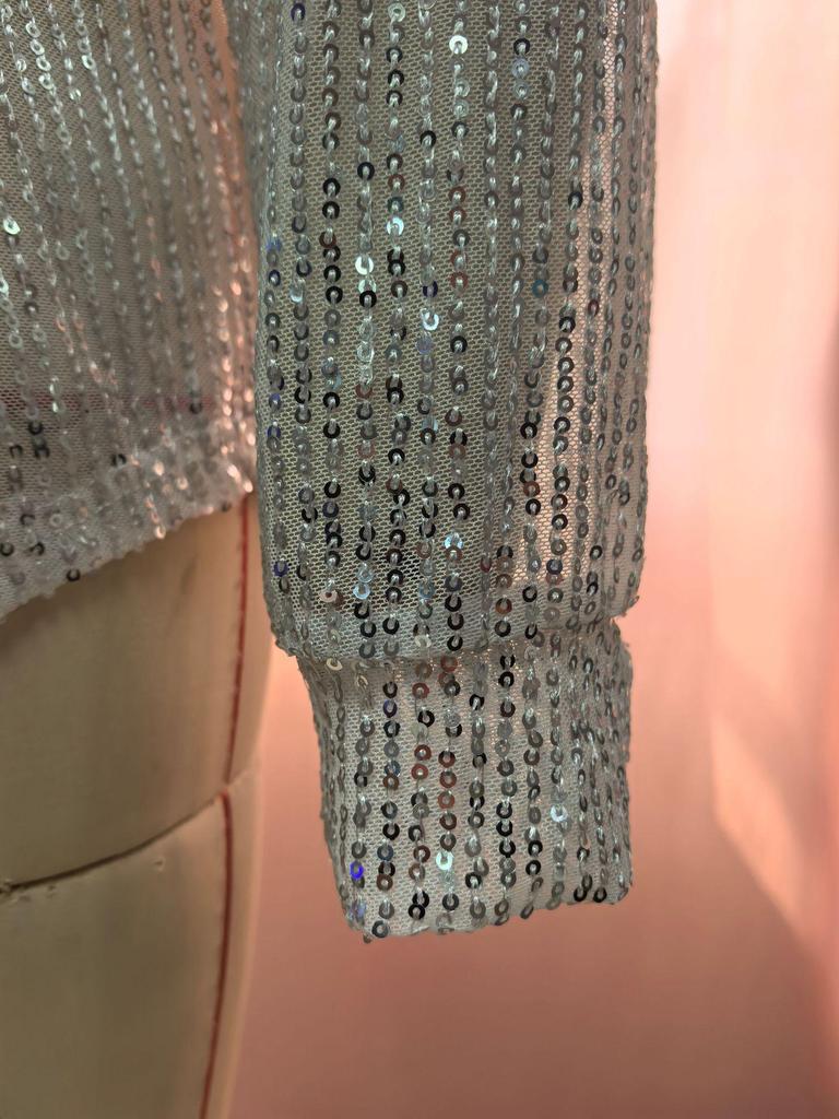 2025 Spring/Summer Sequin Lapel Cardigan: European & American Style Women's Long Sleeve Shirt/Jacket