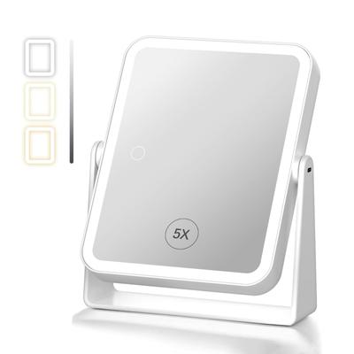 Tabletop Mirror with Actress Makeup 3 Stepless 1x 5x 5x USB White Light, Mirror, Mirror, Colors, Dimming, & Magnification, Double-Sided Mirror,