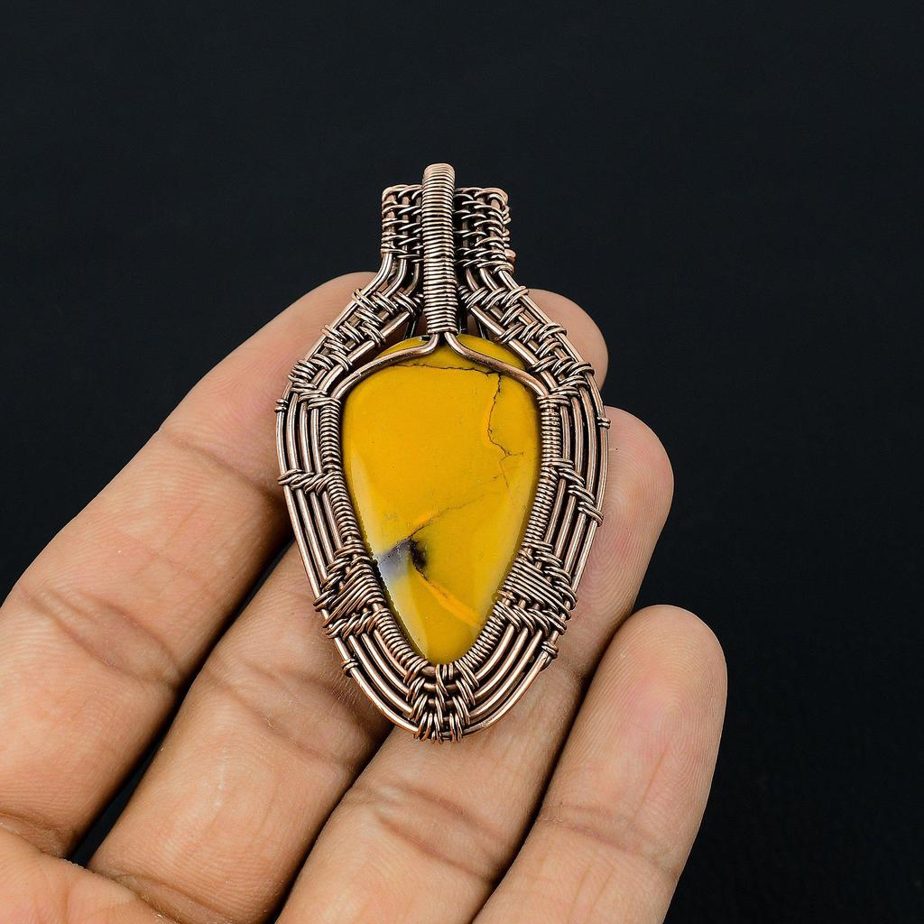 Mookaite 999 Copper Wire Wrapped Pendant, Handmade Gemstone Pendant Jewelry, Gifts For Wife Brand New Pendant