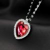 Fashion Heart Pendant Necklace for Women Elegant Blue Red Crystal Heart Charm Necklace Sweater Chain Movie Accessories Jewelry