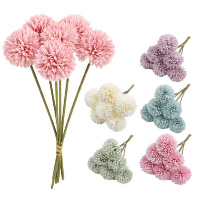 6Pcs Artificial Chrysanthemums Ball Realistic UV Resistant Fake Silk Flower Wedding Party