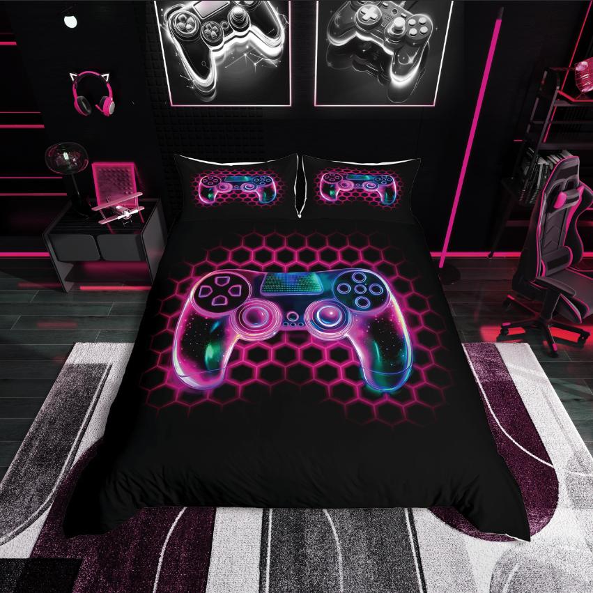 

Comforter Homewish Video Game Gradient Gamepads For Boys Bedding Setabstract Gamer Decor Comforter (quilt)-EU Single(135*200cm)3pcs