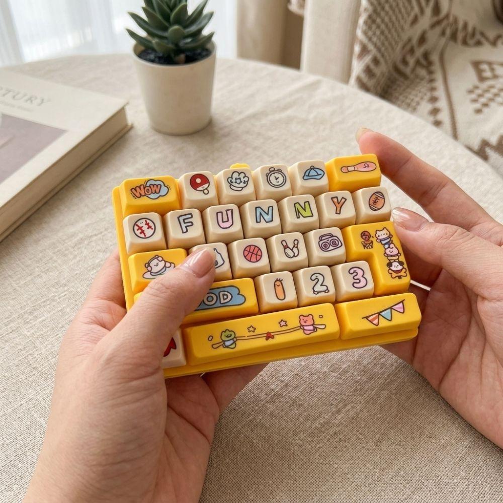 Cartoon 26 Key Keyboard Keychain Squeeze Feel Mechanical Fidget Keyboard  Student Use