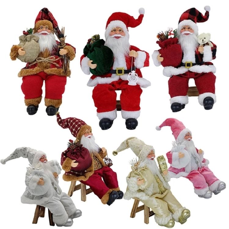 Boneca de Natal Figura do Papai Noel Decoração de Natal Estátua de Figura do Papai Noel para Festa de Ano Novo Exibição em Janela Mesa Casa