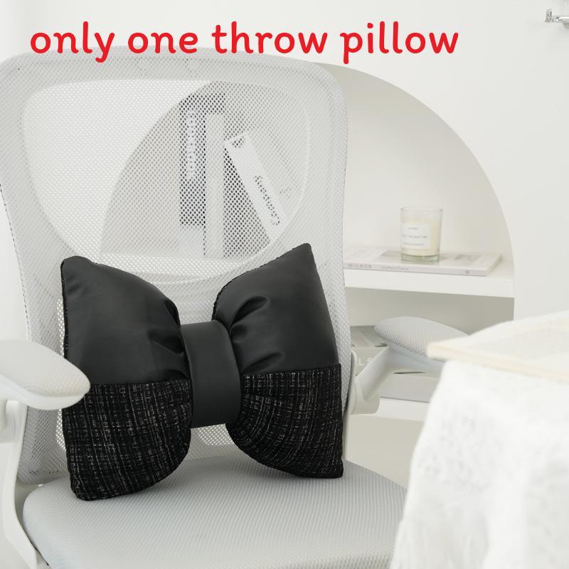 Rosa Satin-Schleifen-Lounge-Kissen mit Plüschbezug für Schlafzimmerdekoration und Bürokomfort