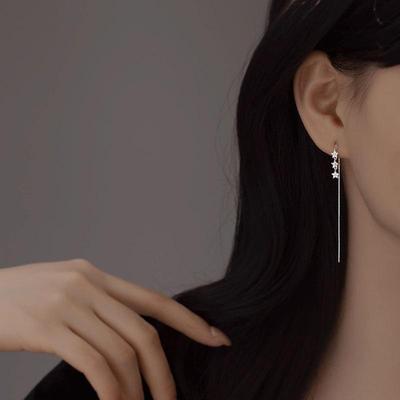 14K Gullbelagt Sølv Stjerne Lange Øredobber for Kvinner - Stilige og Allsidige