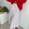 Floral Print Satin A-Line Midi Skirt Women Elegant Office Wear
