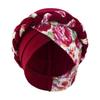 Fashion Flower Printed Chemo Hat Elastic Stretchy Cross Knot Hijab Cap Breathable Soft Headscarf Caps Ladies Women