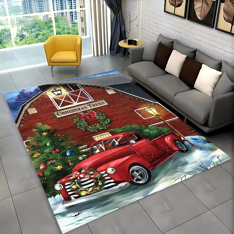 3D tištěný vánoční koberec s koněm pro domov, obývací pokoj, dětskou ložnici, pohovku, rohožka, kuchyňský podlahový koberec, protiskluzová dekorační podložka, teplý dárek