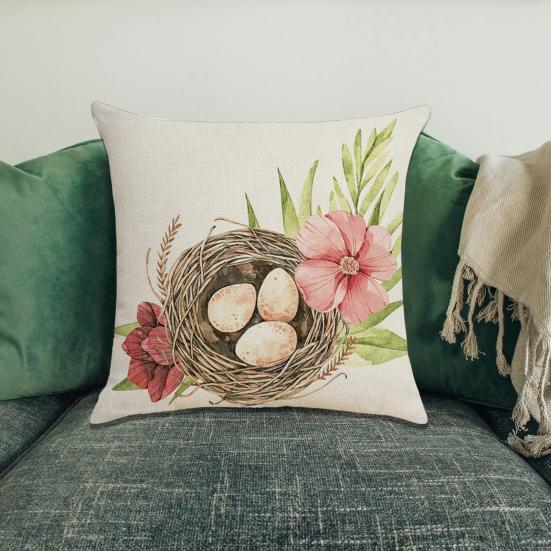 45x45CM Easter Pillow Case Bunny Egg Flower Boot Reusable Holiday Decoration Sofa Bedroom Square Throw Pillow Cushion Cover Festival Gift