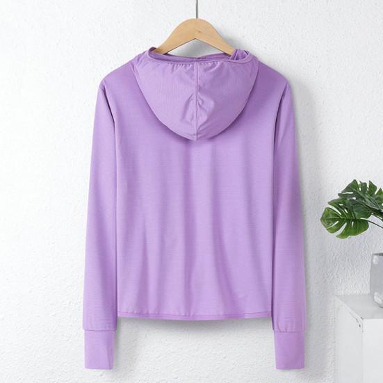 Kadın Güneş Koruma Anti-UV Ceket Bisiklet Açık Uzun Kollu Kapşonlu Fermuar