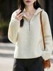 100% Wool Loop Yarn Half-Zip Hooded Sweater - Autumn/Winter Casual Warm Style