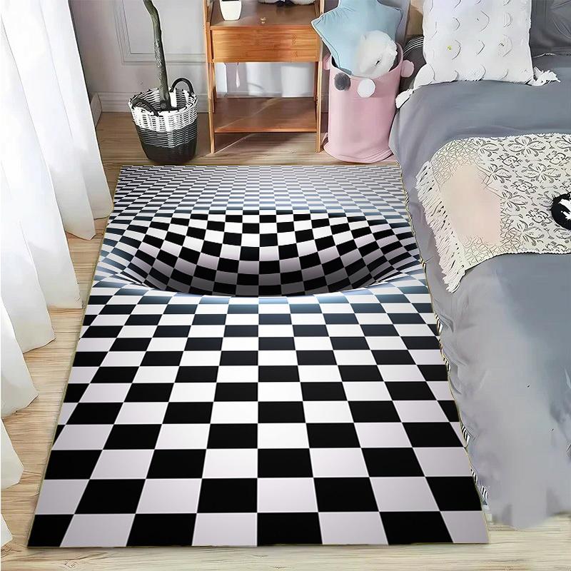 3D Vortex Illusion Area Carpet Rug for Living Room Decor Bedroom  Abstract Geometric Optical Vertigo Carpet Non-slip Floor Mat