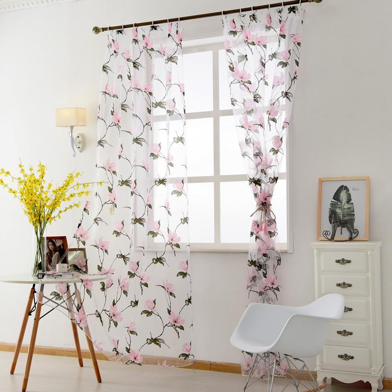 1PC LOZUJOJU Floral Jacquard Tulle Sheer Curtain Elegant Romantic Window Drapes for Living Room Bedroom Home Decor