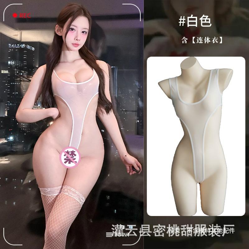 Sex Underwear Thin Transparent High Split Suspender Onesie Sexy Mesh Perspective Bikini Pajamas
