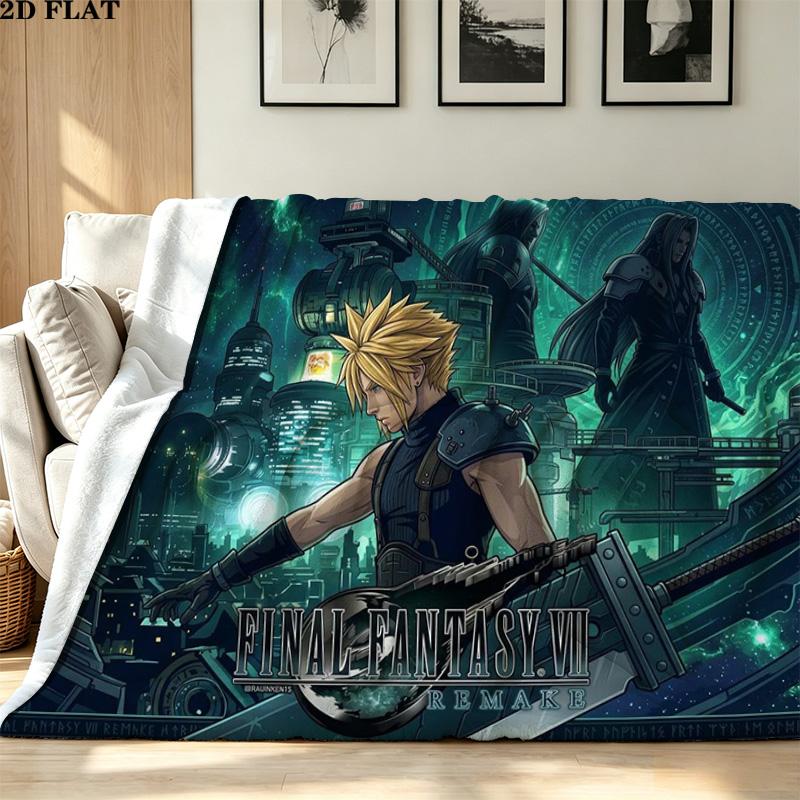 ffvii Game Print Flannel Blanket High Quality Warm Comfortable Cover for All Seasons Perfect for Gifts Home Decor