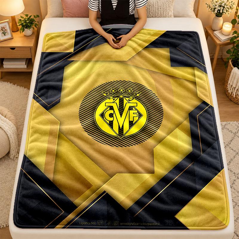 Flannel BlanketVillarreal FC Warm Soft Throw Blanket for Indoor Sofa Bed Living Room Use