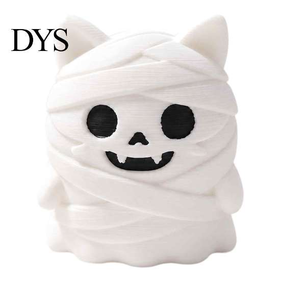 Miniature Cat Figure 3D Printed Mummy Figurine, Cute Bandaged Kitten Statue for Halloween Tabletop Detailed Collectible Decoration, Compact