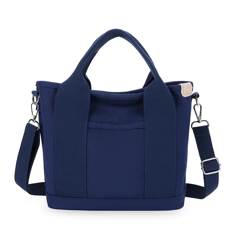 

[Kredel] tote bag canvas ladies shoulder bag Crossbody 2way mini tote Smaller handbag simple Plain color lightweight trip commute lunch bag (navy