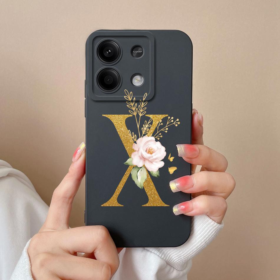 Phone Case For Redmi Note 13 Pro 4G 5G Elegant Letter Soft Liquid Silicone Full Coverage Protector For Redmi Note13 13Pro Fundas