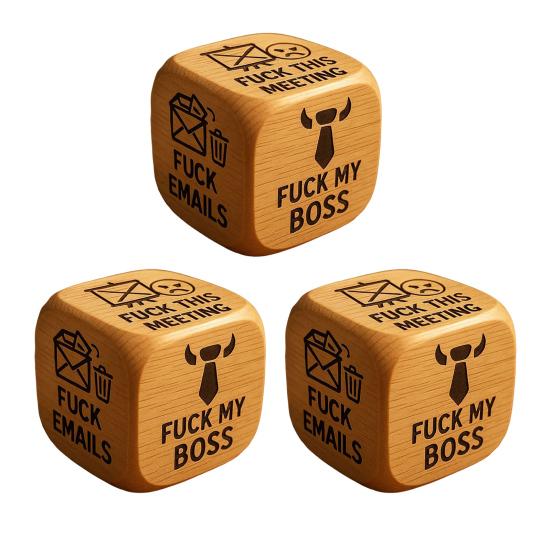 1/2/3Pcs Work Dice Wooden Pray Tribute to Soldiers Dice Six Savage Sayings Goodbye to Work Stress Dice Desk Accessory Coworkers Gag Gifts