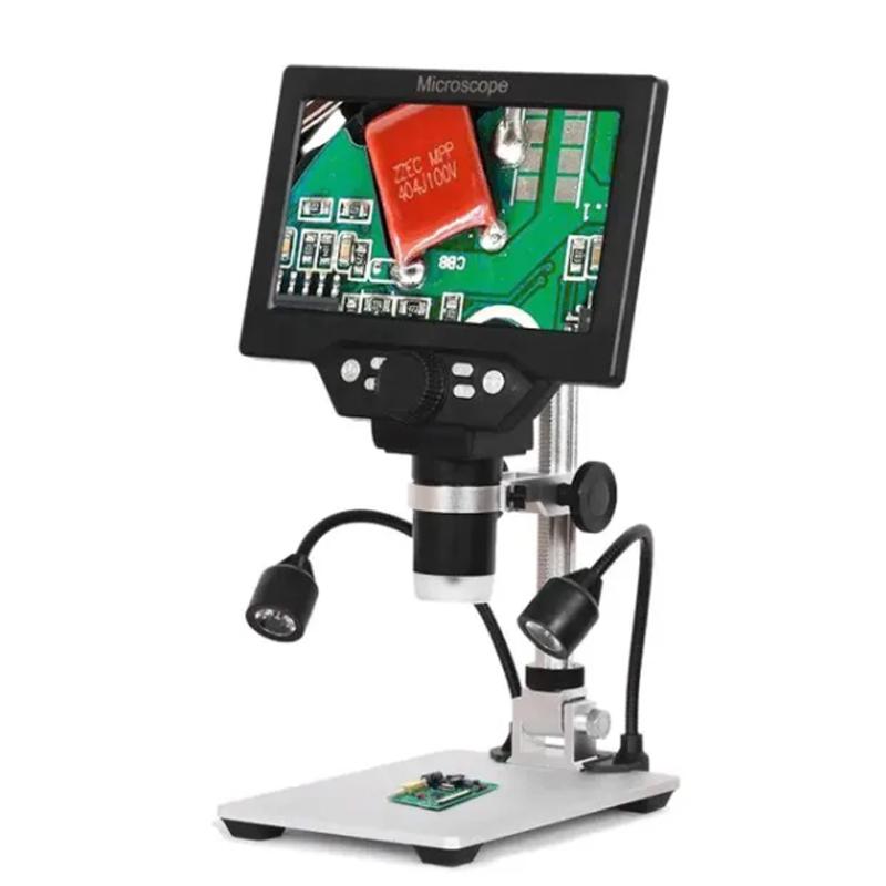 

Цифровой микроскоп 1200X, электронные видеомикроскопы 12 МП, 7-дюймовый HD ЖК-дисплей для пайки и ремонта телефонов, увеличительное стекло, металлическая подставка, вид на ПК 1200X