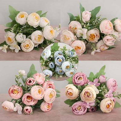 10 Heads Artificial Flowers Fake Silk Tea Roses Fake Flowers Bride Bouquet Home Party Wedding Decor 30Cm Flowers Arrangement