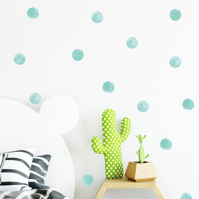 Removable Watercolor Mint Green Polka Dot Stickers for Kids Room Nursery Furniture Wall Decor