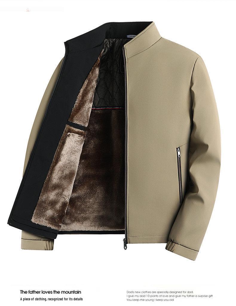 Herren Schwarz-Gold Baumwollgepolsterte Jacke mit Stehkragen und Samt-Graphen-Futter