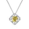 Bague Ringen Pure S925 Sterling Silver Necklace For Women 1ct VVS Moissanite Diamond Jewelry Classic Square Pendant Clavicle Chain