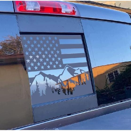 

Xinghe for 2016-2023 Toyot@ Tacoma, American Flag Decals for Truck Back Sliding Window, Matte Black USA Flag Decal for Truck Back Window
