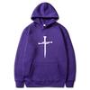Men's Cross Graphic Hoodie - Black Casual Pullover Sweatshirt with Religious Symbol Print, Fashion Streetwear for Autumn/Winter