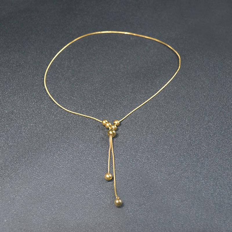 Retro Japanese-Korean Style Adjustable Gold & Silver Bead Necklace