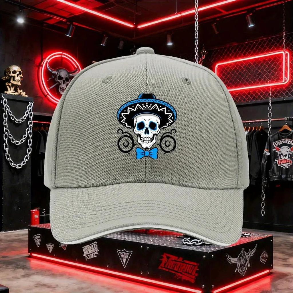 Day Of The Dead Mariachi Skull Baseball Cap Polyester Adjustable Casual Snapback Hat Unisex