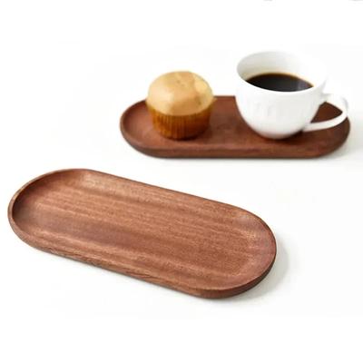 Wooden Tea Tray Household Wooden Fruit Tray Solid Wood Decorative Plate Bread Desserts Snacks Cake Plate Desktop Storage Tool