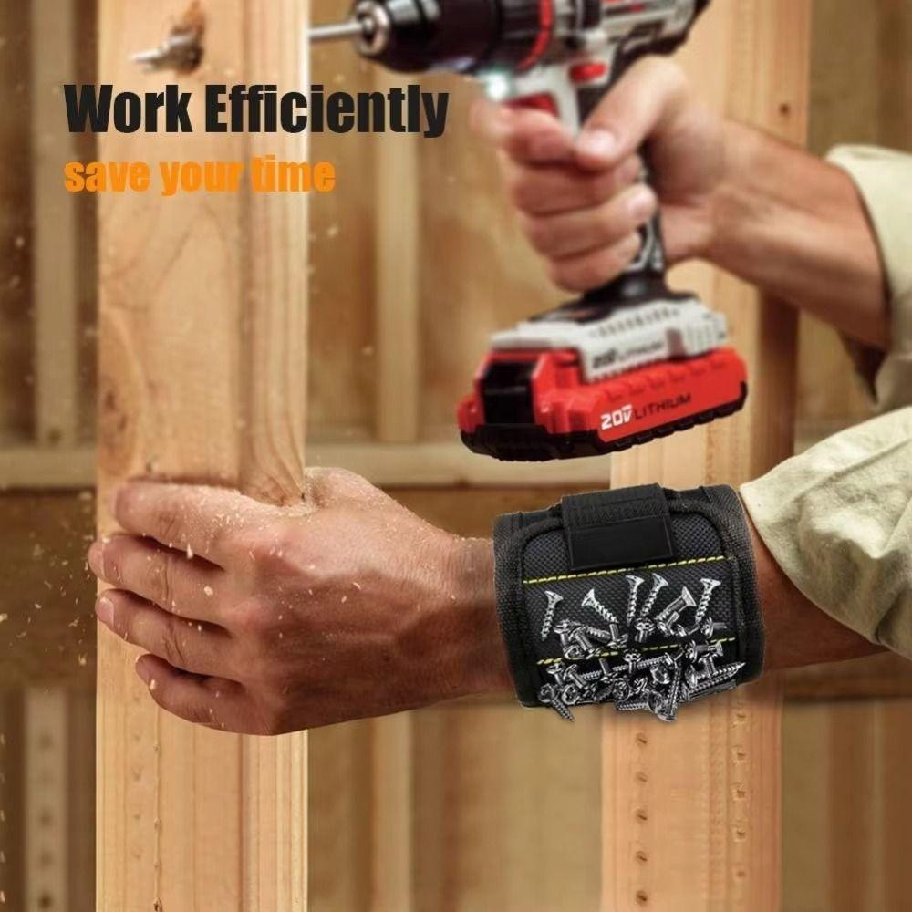 Magnets Magnetic Wristband 3/5 Rows Magnetic Wrist Belt Holding Screws Magnetic Pickups  Tool Bag