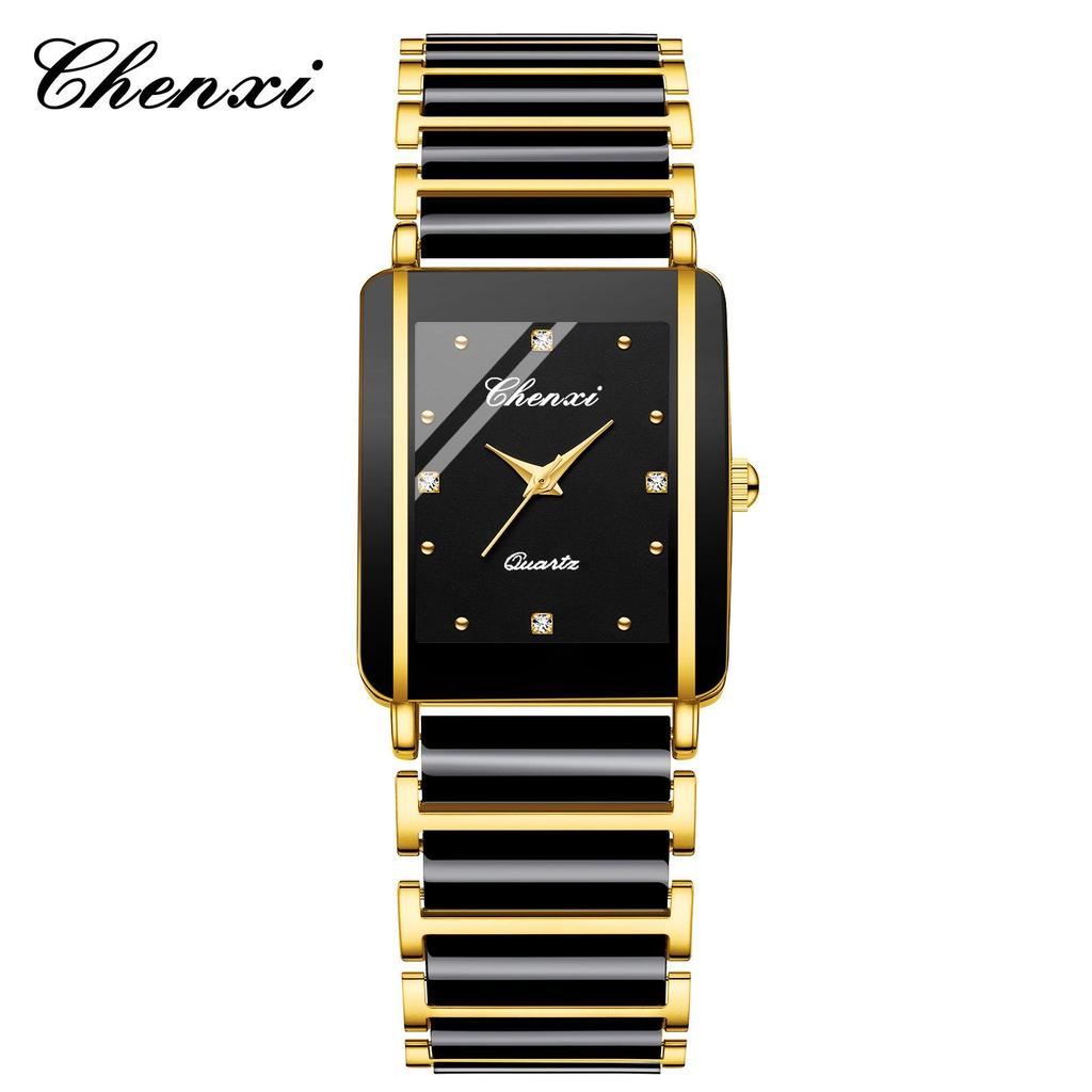 CHENXI Morning Light Ceramic Couple's Quartz Watch - Fashionable Square Design