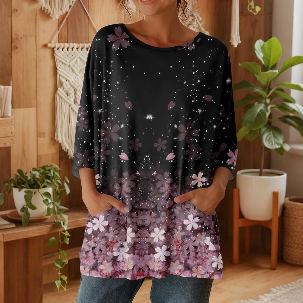 Damen 3/4-Ärmel Shirts Grafik-T-Shirts Shirts Lässige Basic-Tops Pullover