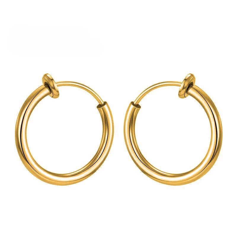 1 Pairs Fake Ear Clip Hoop Earrings for Men Women Stainless Steel Painless Non Piercing Fake Earrings Jewelry Gifts