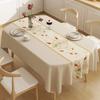 New Chinese Style Thick Tablecloth Exquisite Floral Pattern Waterproof Rectangular Table Mat Oil Resistant Durable Cover