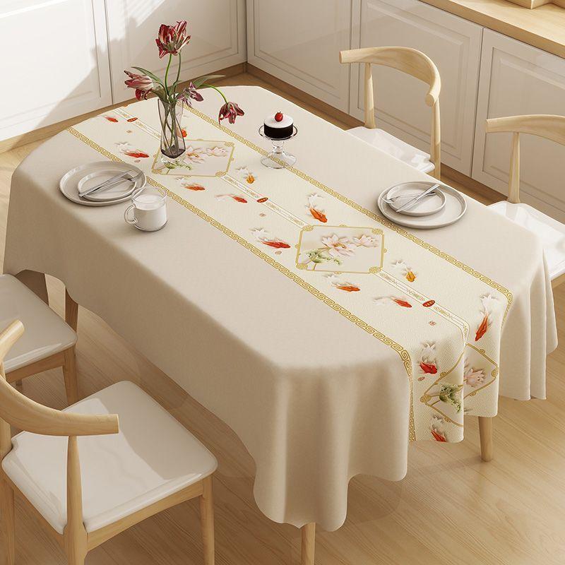 New Chinese Style Thick Tablecloth Exquisite Floral Pattern Waterproof Rectangular Table Mat Oil Resistant Durable Cover