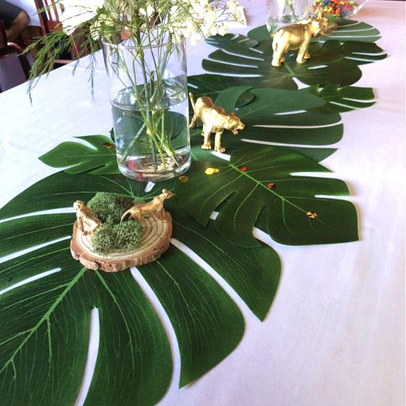 Artificial Tropical Palm Leaves Jungle Party Decoration Safari Animal S Summer Hawaiian Wedding Birthday Party Home Table Decor