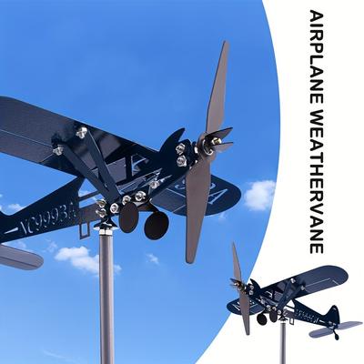 Metall Flugzeug Wetterfahne 3D Piper J3 Cub Windrad Windmühle Garten Deko Haus Außen Dach Flugzeug Anzeige Windrichtung P1C8