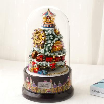 Doll House Rotating Music Box Handmade Puzzle Craft House DIY Miniature Building with Furniture Villa Toys Birthday Gift for Children