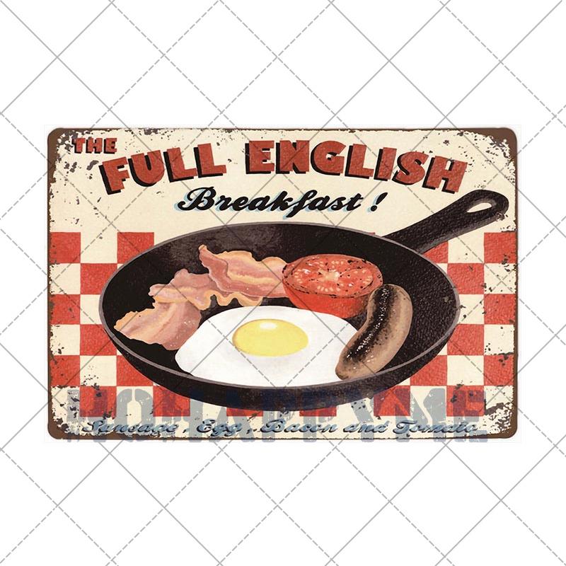 Food Dessert Sign Cake Donuts Hot Dog Metal Plaque Vintage Poster Decorative Restaurant Shop Cafe Wall Decoration Plates 20x30cm